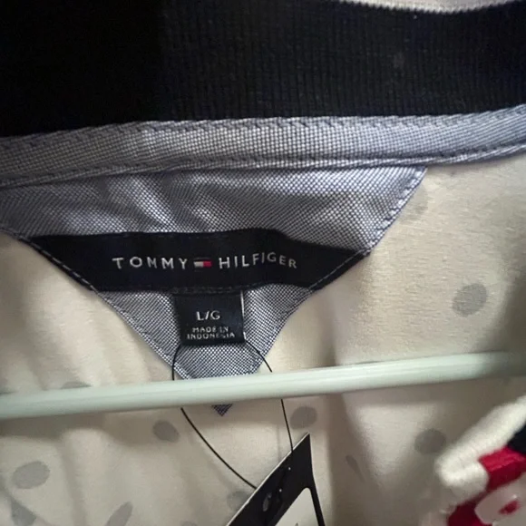 Tommy Hilfiger White Polo Dress with Navy Polka Dots and Red-Trim Collar - Picture 3 of 4